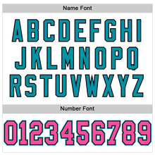 Load image into Gallery viewer, Custom White Pink Black-Teal Mesh Authentic Throwback Football Jersey
