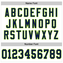 Load image into Gallery viewer, Custom White Navy-Neon Green Mesh Authentic Throwback Football Jersey
