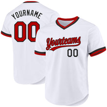 Load image into Gallery viewer, Custom White Red-Black Authentic Throwback Baseball Jersey
