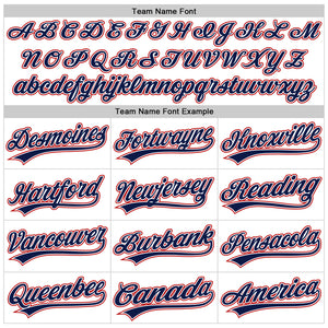 Custom White Navy-Red Authentic Throwback Baseball Jersey