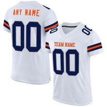Load image into Gallery viewer, Custom White Navy Gray-Orange Mesh Authentic Football Jersey
