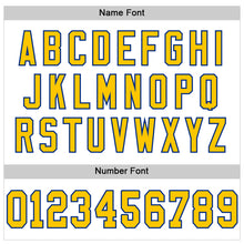 Load image into Gallery viewer, Custom White Yellow-Royal Mesh Authentic Football Jersey
