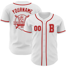 Load image into Gallery viewer, Custom White Red Authentic Baseball Jersey
