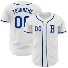 Load image into Gallery viewer, Custom White Royal Authentic Baseball Jersey
