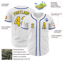 Load image into Gallery viewer, Custom White Yellow-Royal Authentic Baseball Jersey

