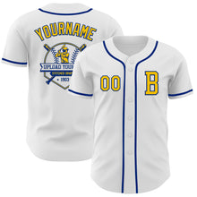 Load image into Gallery viewer, Custom White Yellow-Royal Authentic Baseball Jersey
