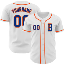 Load image into Gallery viewer, Custom White Royal-Orange Authentic Baseball Jersey
