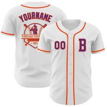 Load image into Gallery viewer, Custom White Purple-Orange Authentic Baseball Jersey
