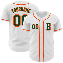 Load image into Gallery viewer, Custom White Green-Orange Authentic Baseball Jersey
