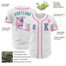Load image into Gallery viewer, Custom White Teal-Pink Authentic Baseball Jersey

