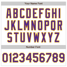Load image into Gallery viewer, Custom White Purple-Gold Authentic Baseball Jersey
