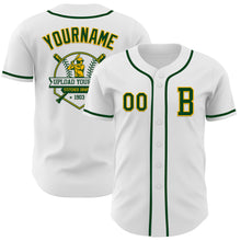 Load image into Gallery viewer, Custom White Green-Gold Authentic Baseball Jersey
