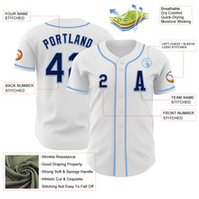 Load image into Gallery viewer, Custom White Navy-Light Blue Authentic Baseball Jersey
