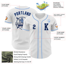 Load image into Gallery viewer, Custom White Navy-Light Blue Authentic Baseball Jersey
