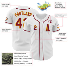 Load image into Gallery viewer, Custom White Crimson-Gold Authentic Baseball Jersey
