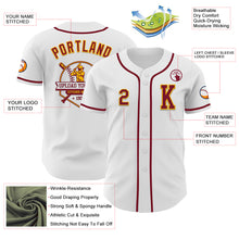 Load image into Gallery viewer, Custom White Crimson-Gold Authentic Baseball Jersey

