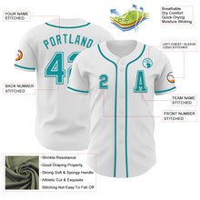Load image into Gallery viewer, Custom White Teal Authentic Baseball Jersey

