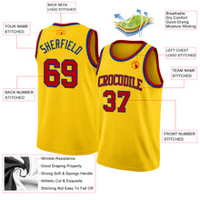 Load image into Gallery viewer, Custom Yellow Red-Royal Authentic Basketball Jersey

