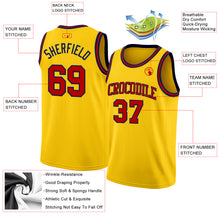 Load image into Gallery viewer, Custom Yellow Red-Navy Authentic Basketball Jersey
