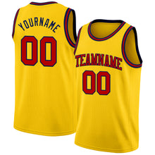 Load image into Gallery viewer, Custom Yellow Red-Navy Authentic Basketball Jersey
