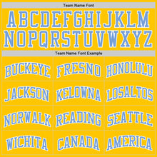 Load image into Gallery viewer, Custom Yellow Light Blue-White Authentic Basketball Jersey
