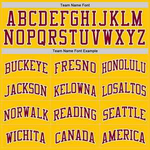 Custom Yellow Maroon-White Authentic Basketball Jersey