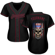 Load image into Gallery viewer, Custom 3D Pattern Design Skull Uncle Sam American Flag Authentic Baseball Jersey
