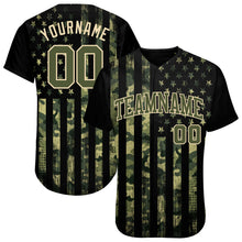 Load image into Gallery viewer, Custom Camo Olive-Cream 3D American Flag Authentic Salute To Service Baseball Jersey
