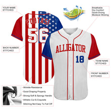 Load image into Gallery viewer, Custom White White-Red 3D American Flag Authentic Baseball Jersey

