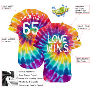 Custom Rainbow For Pride Month Love Wins LGBT Authentic Baseball Jersey