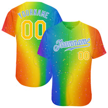 Load image into Gallery viewer, Custom Rainbow For Pride Month Love Is Love LGBT Authentic Baseball Jersey
