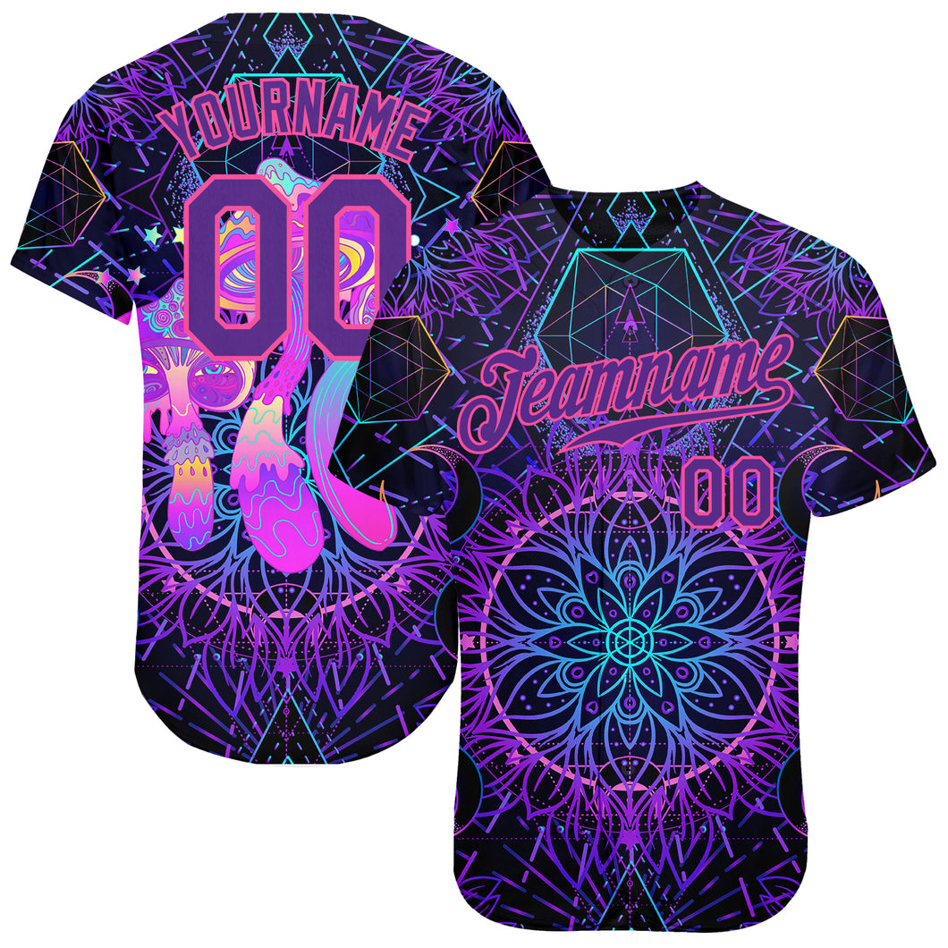 Custom Graffiti Pattern Purple-White 3D Bright Psychedelic Two-Button  Unisex Softball Jersey Discount