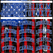 Load image into Gallery viewer, Custom Black Red Royal-White 3D Distressed American Flag Authentic Baseball Jersey
