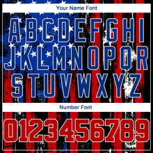 Load image into Gallery viewer, Custom Black Red Royal-White 3D Distressed American Flag Authentic Baseball Jersey
