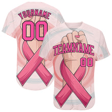 Load image into Gallery viewer, Custom 3D Breast Cancer Awareness Month With Woman Hand And Pink Ribbon Women Health Care Support Authentic Baseball Jersey
