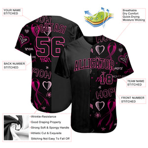 Custom 3D Pink Ribbon Breast Cancer Awareness Month Women Health Care Support Authentic Baseball Jersey