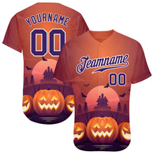 Load image into Gallery viewer, Custom 3D Pattern Halloween Pumpkins Horror Night Authentic Baseball Jersey
