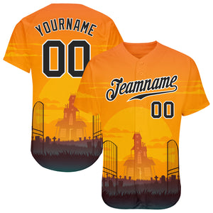 Custom 3D Pattern Halloween Horror Night Authentic Baseball Jersey