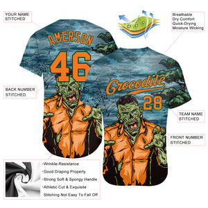 Custom 3D Pattern Halloween Trick Treat Horror Night Authentic Baseball Jersey