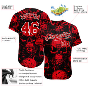 Custom 3D Pattern Halloween Skulls Authentic Baseball Jersey