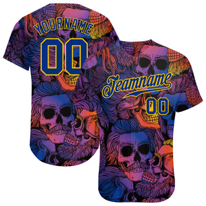 Custom 3D Pattern Halloween Skulls Authentic Baseball Jersey