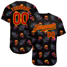 Load image into Gallery viewer, Custom 3D Pattern Halloween Skulls And Palm Leaves Authentic Baseball Jersey
