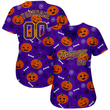 Load image into Gallery viewer, Custom 3D Pattern Halloween Pumpkins Authentic Baseball Jersey
