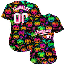 Load image into Gallery viewer, Custom 3D Pattern Bright Multicolored Halloween Pumpkins And Bats Authentic Baseball Jersey
