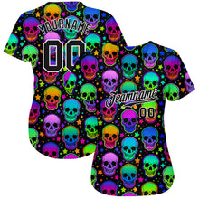 Load image into Gallery viewer, Custom 3D Pattern Bright Multicolored Halloween Skulls Authentic Baseball Jersey
