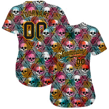 Load image into Gallery viewer, Custom 3D Pattern Halloween Skulls Authentic Baseball Jersey
