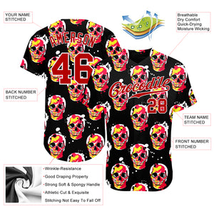 Custom 3D Pattern Halloween Skulls Authentic Baseball Jersey