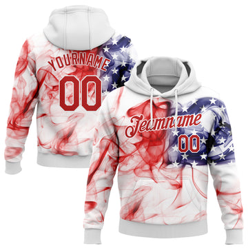 Custom Stitched White Red-Royal 3D American Flag Fashion Sports Pullover Sweatshirt Hoodie