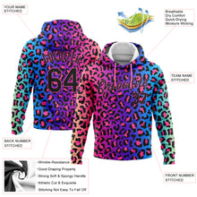 Load image into Gallery viewer, Custom Stitched Purple Black-Pink 3D Pattern Design Leopard Sports Pullover Sweatshirt Hoodie
