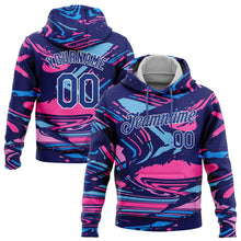Load image into Gallery viewer, Custom Stitched Figure Royal Pink Light Blue-White 3D Pattern Design Sports Pullover Sweatshirt Hoodie

